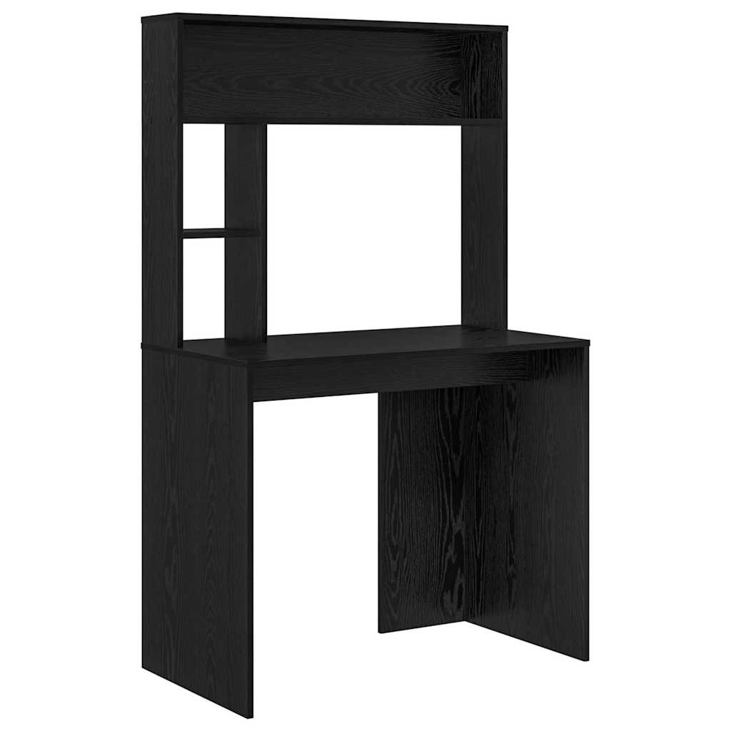 Bureau met plank Zwart Eiken 91 x 50 x 149 cm Bewerkt hout