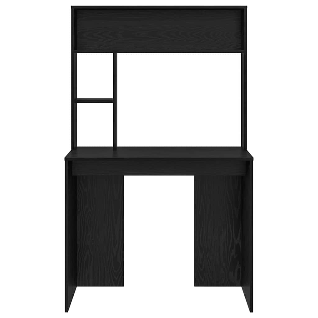 Bureau met plank Zwart Eiken 91 x 50 x 149 cm Bewerkt hout