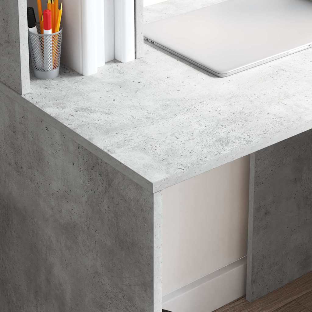 Bureau met plank Beton Grijs 91 x 50 x 149 cm Bewerkt hout