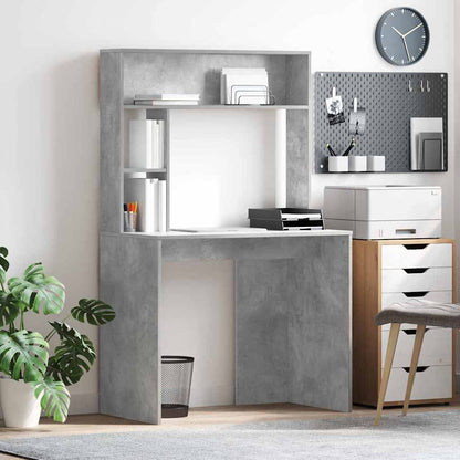 Bureau met plank Beton Grijs 91 x 50 x 149 cm Bewerkt hout