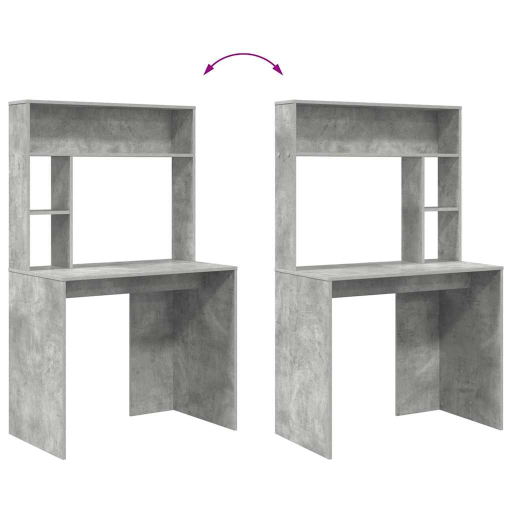 Bureau met plank Beton Grijs 91 x 50 x 149 cm Bewerkt hout