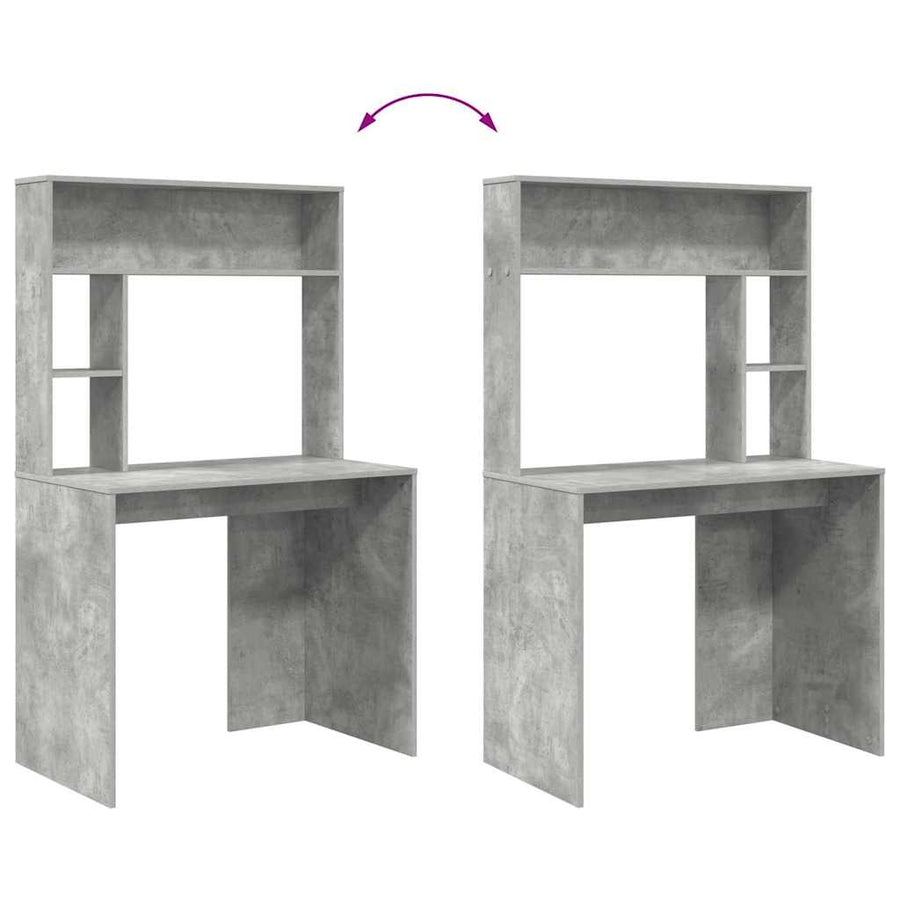 Bureau met plank Beton Grijs 91 x 50 x 149 cm Bewerkt hout
