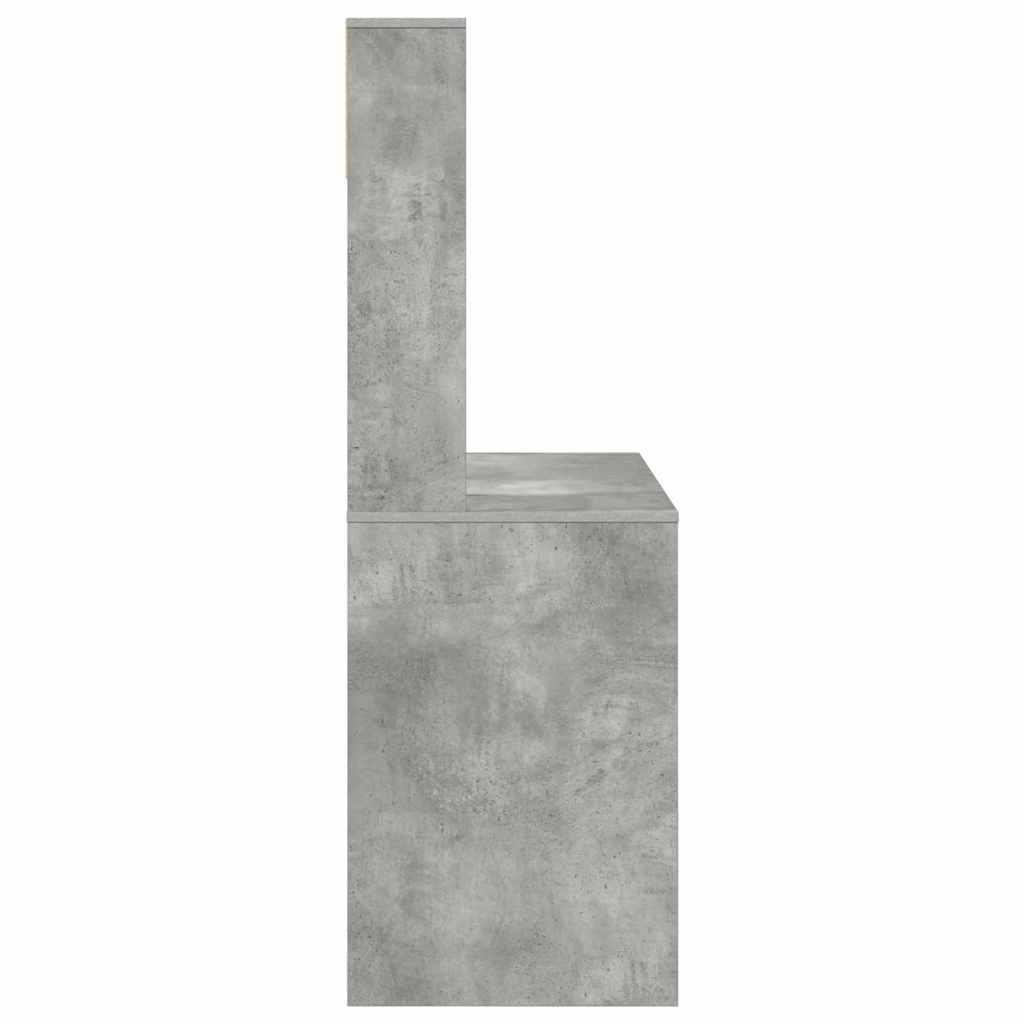 Bureau met plank Beton Grijs 91 x 50 x 149 cm Bewerkt hout