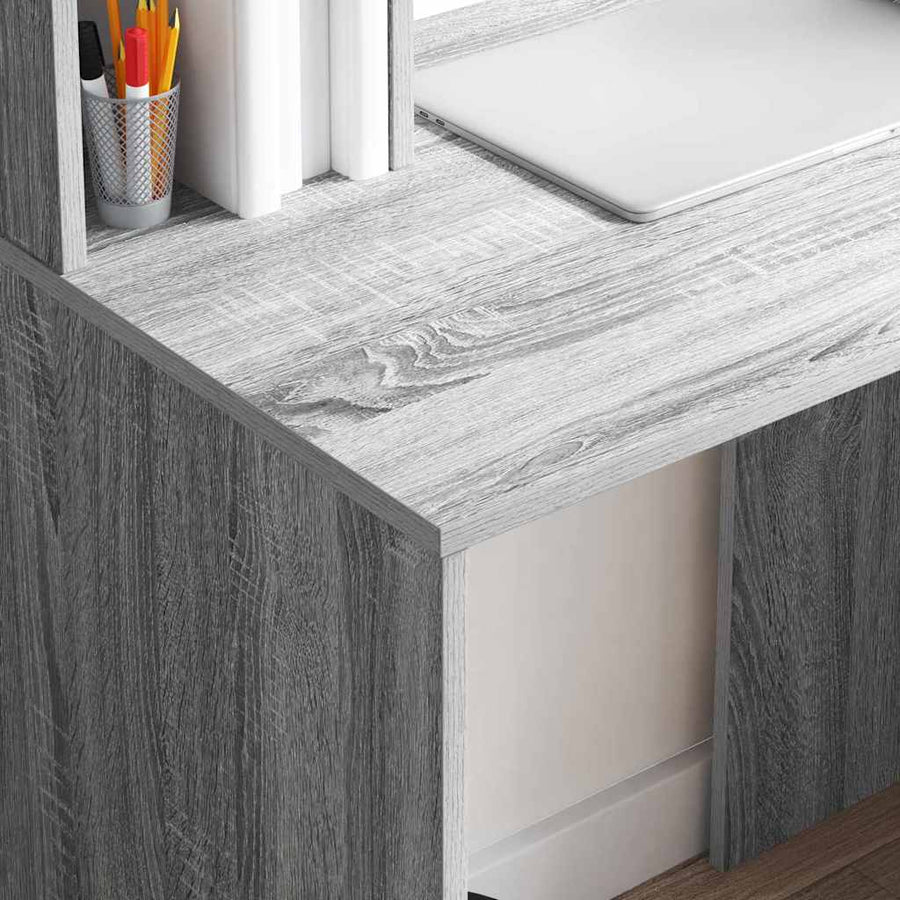 Bureau met plank Grijs Sonoma 91 x 50 x 149 cm Bewerkt hout