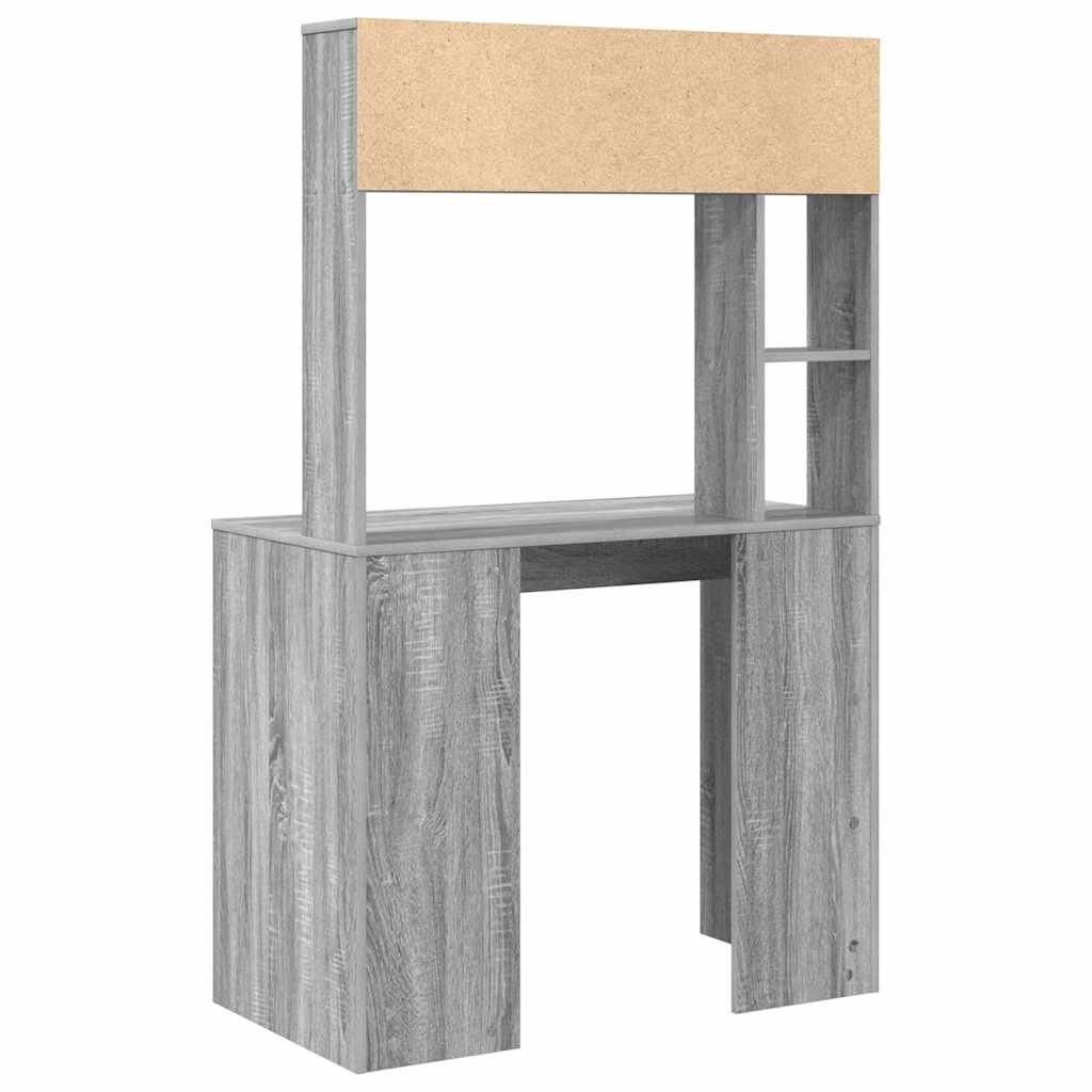 Bureau met plank Grijs Sonoma 91 x 50 x 149 cm Bewerkt hout