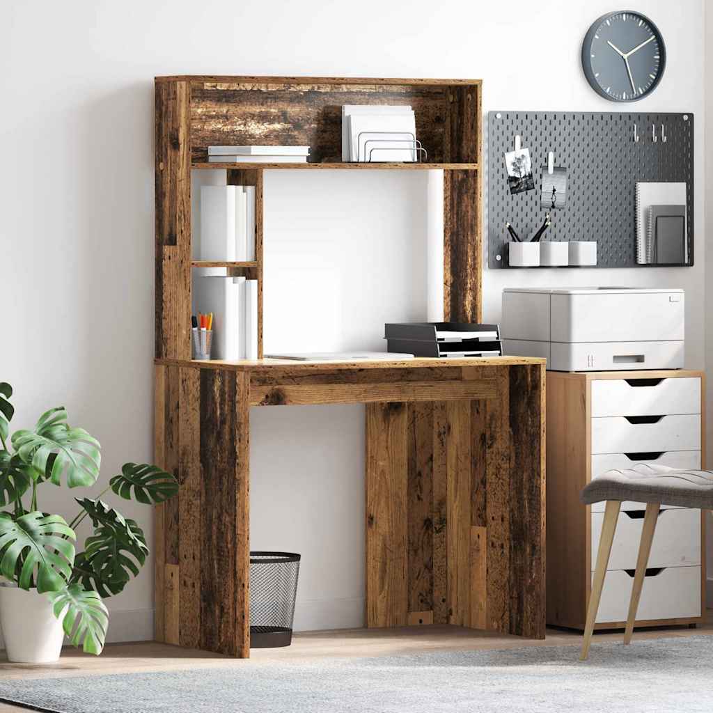 Bureau met plank Oud Hout 91 x 50 x 149 cm Bewerkt hout