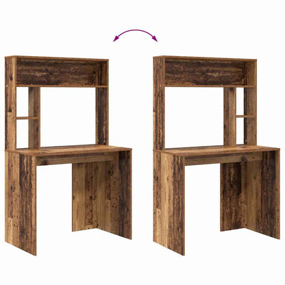 Bureau met plank Oud Hout 91 x 50 x 149 cm Bewerkt hout
