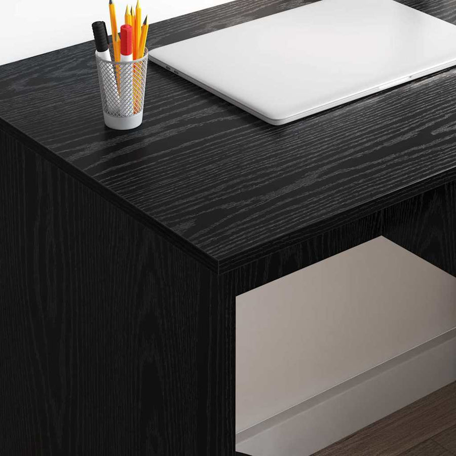Bureau met lade Zwart Eiken 90 x 49 x 75 cm Bewerkt hout