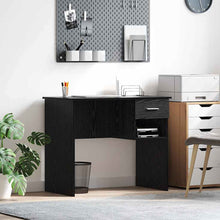 Bureau met lade Zwart Eiken 90 x 49 x 75 cm Bewerkt hout