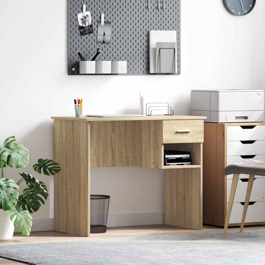 Bureau met lade Sonoma Eiken 90 x 49 x 75 cm Bewerkt hout