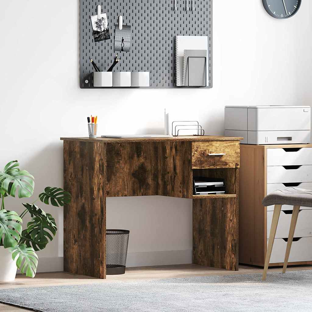 Bureau met lade Gerookt eiken 90 x 49 x 75 cm Bewerkt hout