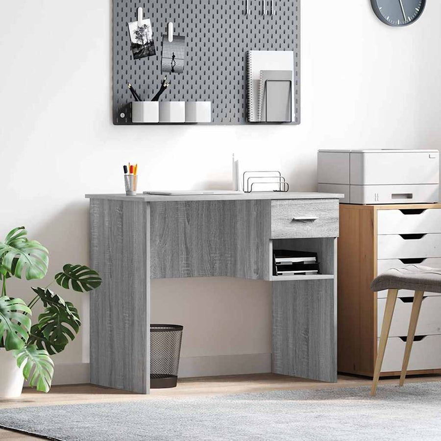 Bureau met lade Grijs Sonoma 90 x 49 x 75 cm Bewerkt hout