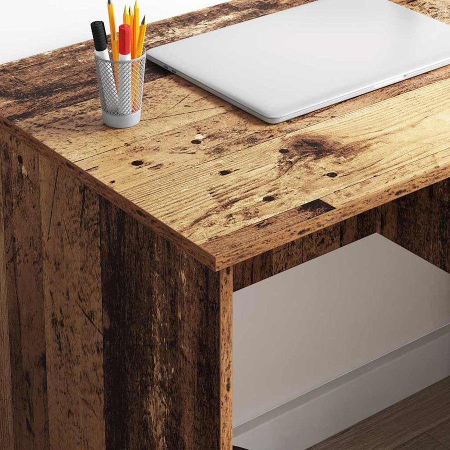 Bureau met lade met plank Oud Hout 90 x 49 x 75 cm Bewerkt hout
