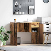 Bureau 90x49x75 cm oud hout met lade en plank