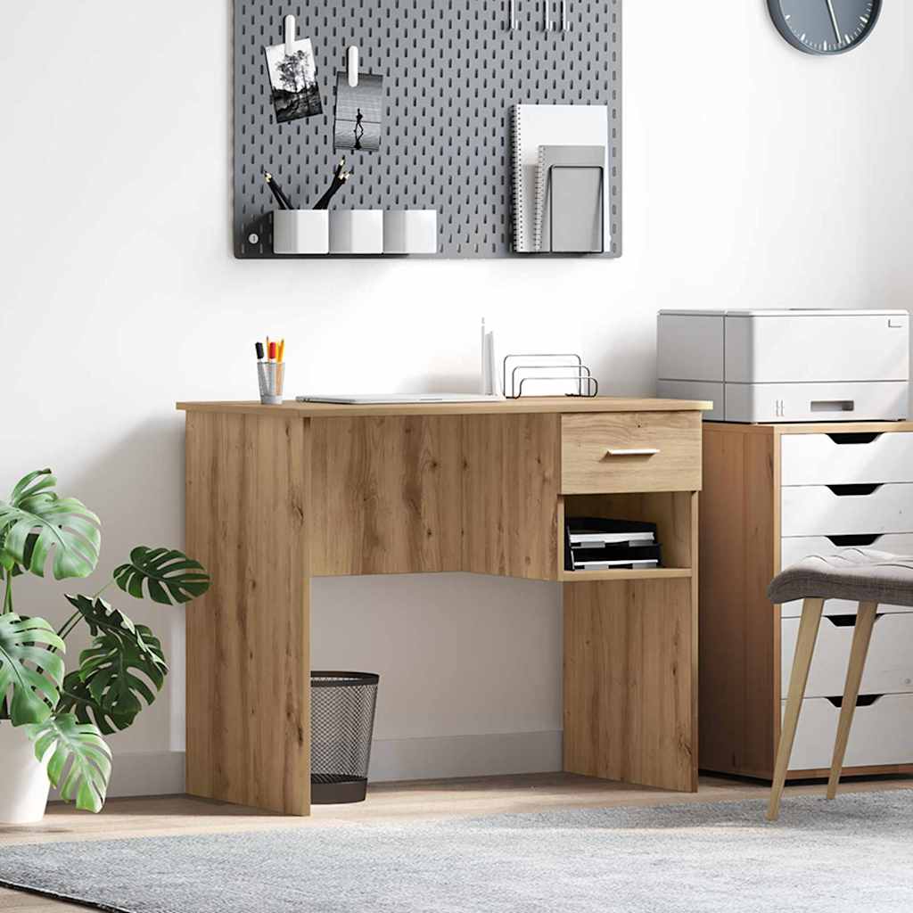 Bureau met lade Artisan Eiken 90 x 49 x 75 cm Bewerkt hout
