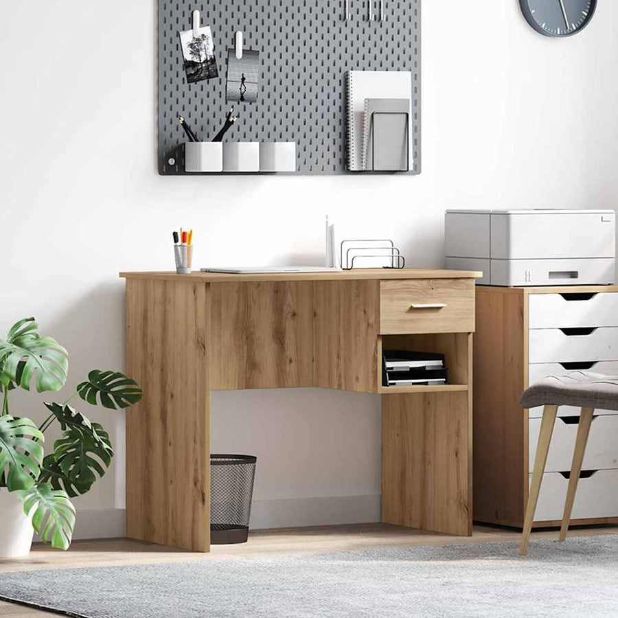 Bureau met lade Artisan Eiken 90 x 49 x 75 cm Bewerkt hout