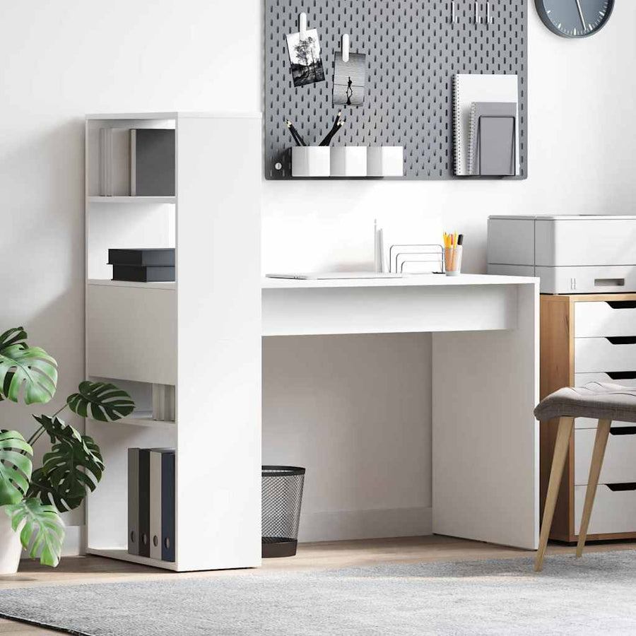 Bureau met plank met opslag Wit 113 x 54 x 120 cm Bewerkt hout