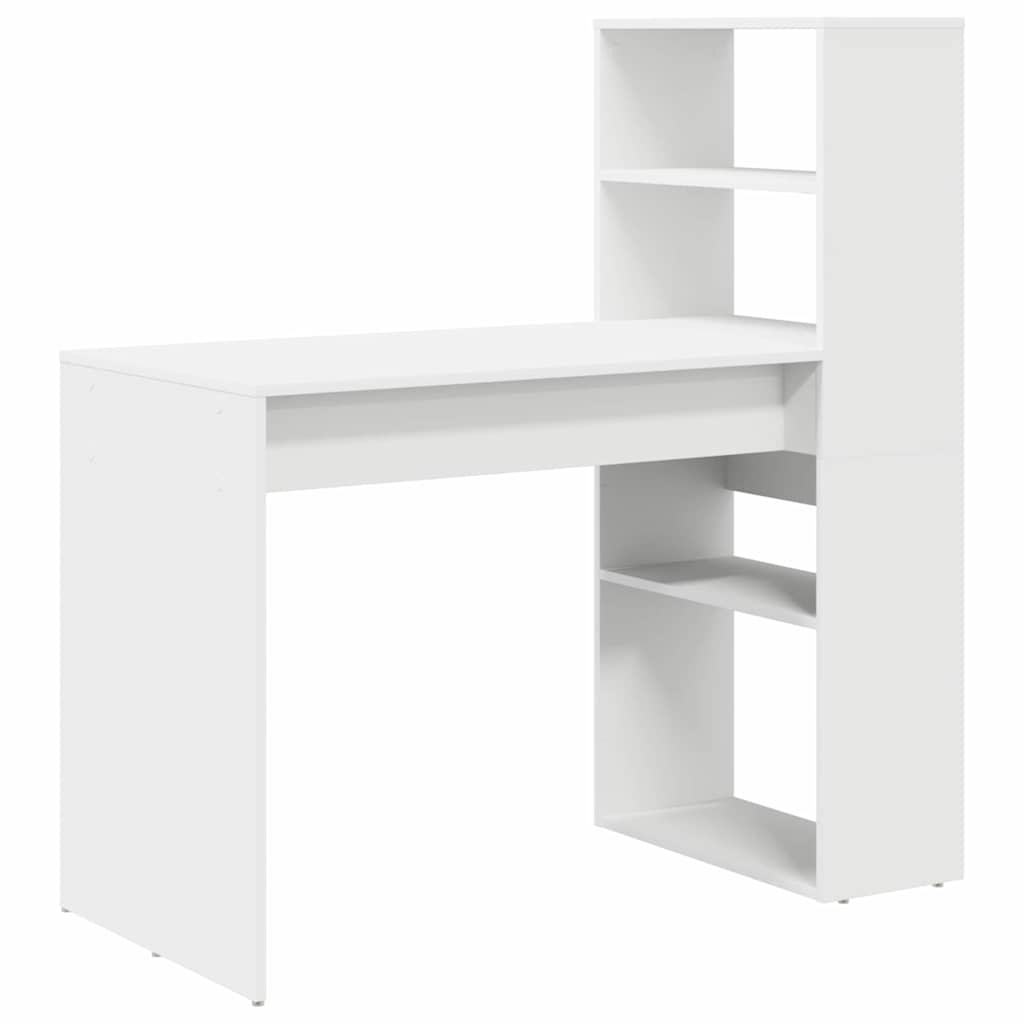 Bureau met plank met opslag Wit 113 x 54 x 120 cm Bewerkt hout