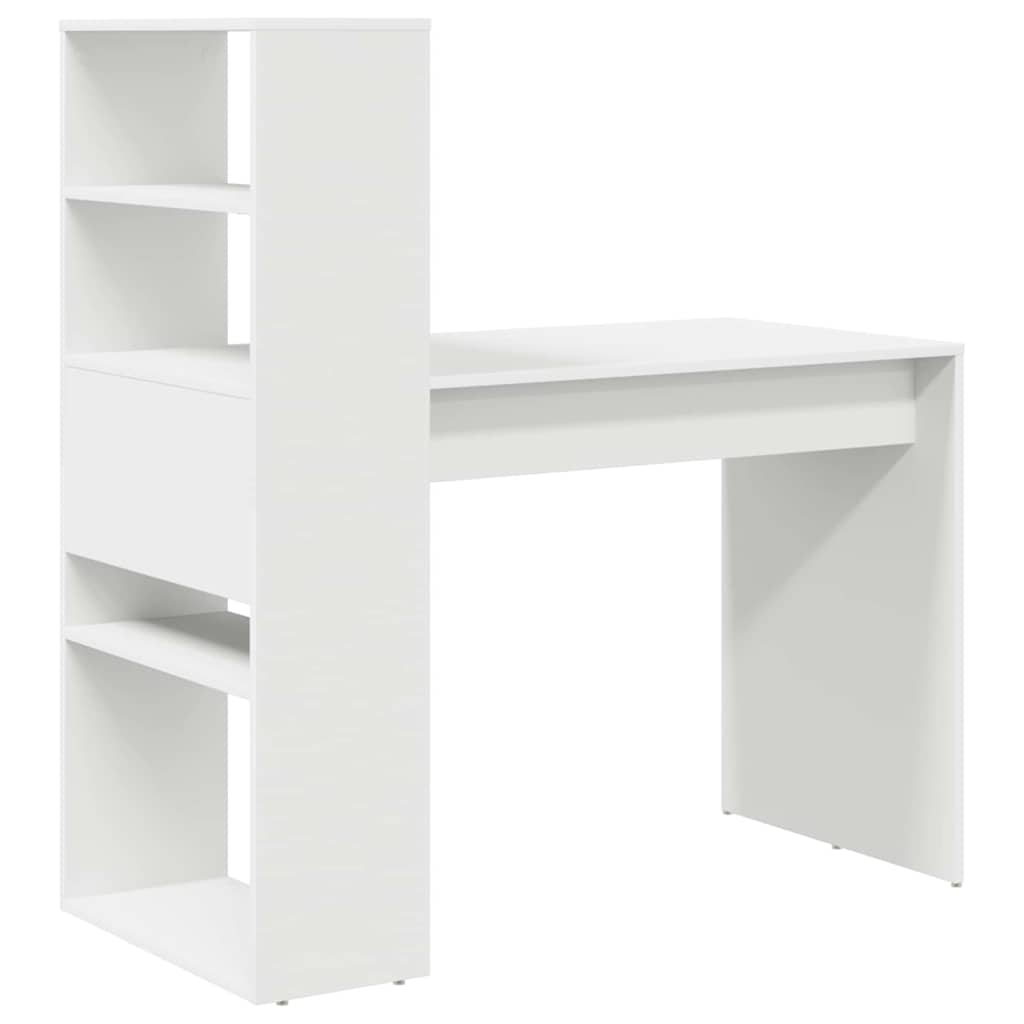 Bureau met plank met opslag Wit 113 x 54 x 120 cm Bewerkt hout