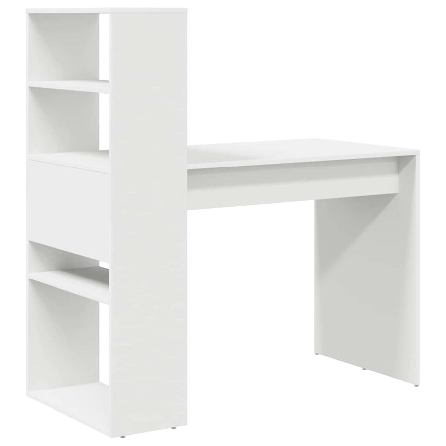Bureau met plank met opslag Wit 113 x 54 x 120 cm Bewerkt hout