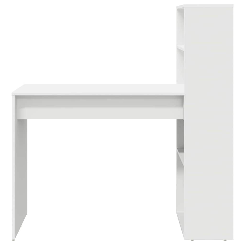 Bureau met plank met opslag Wit 113 x 54 x 120 cm Bewerkt hout