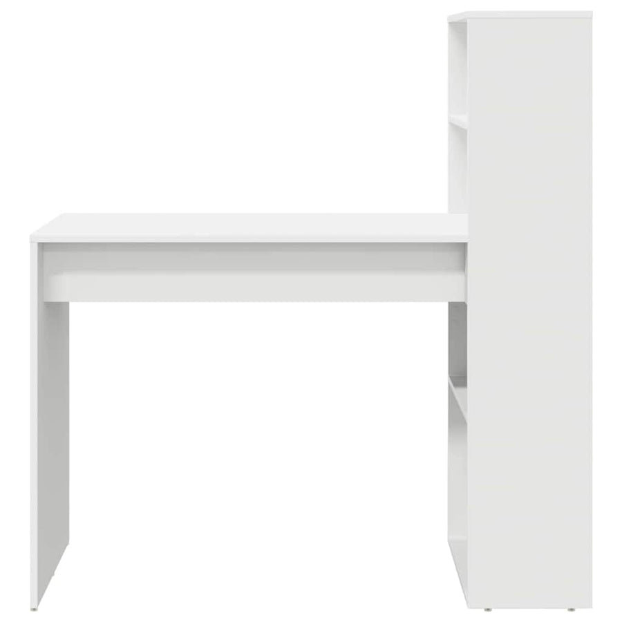 Bureau met plank met opslag Wit 113 x 54 x 120 cm Bewerkt hout
