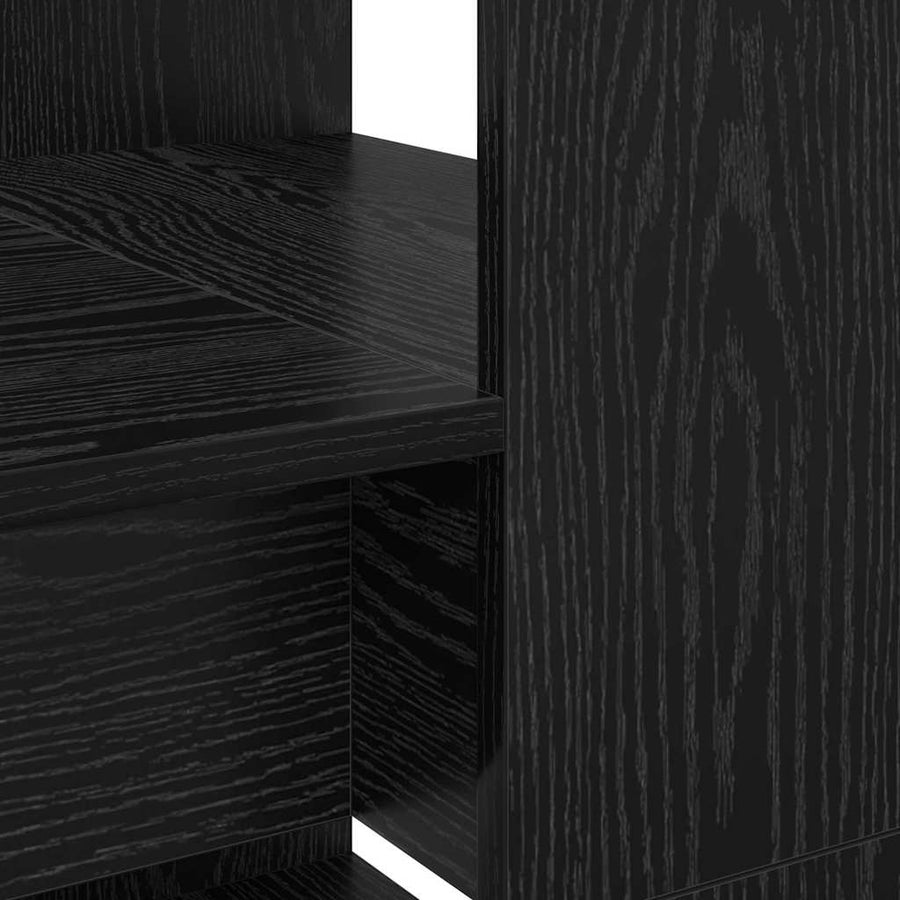 Bureau met plank Zwart Eiken 113 x 54 x 120 cm Bewerkt hout