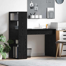 Bureau met plank Zwart Eiken 113 x 54 x 120 cm Bewerkt hout