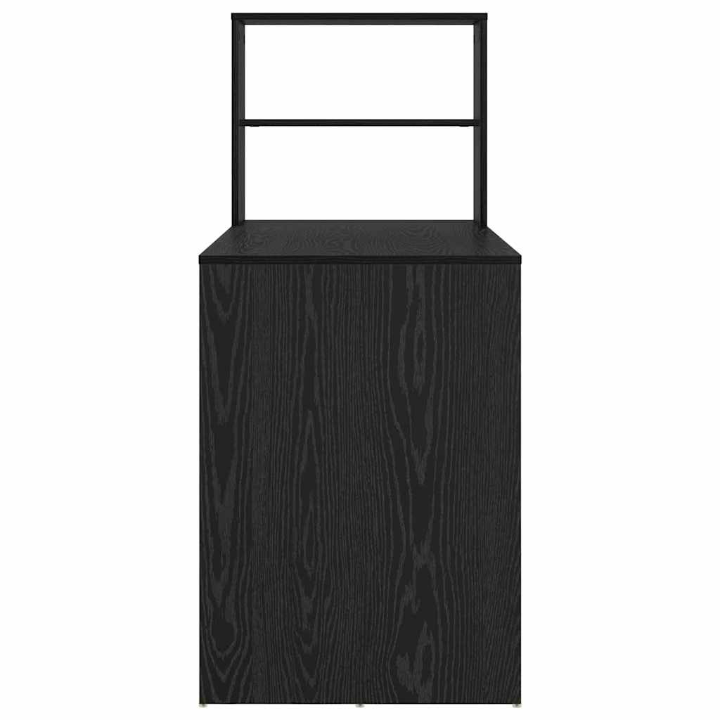 Bureau met plank Zwart Eiken 113 x 54 x 120 cm Bewerkt hout