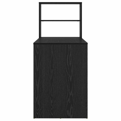 Bureau met plank Zwart Eiken 113 x 54 x 120 cm Bewerkt hout