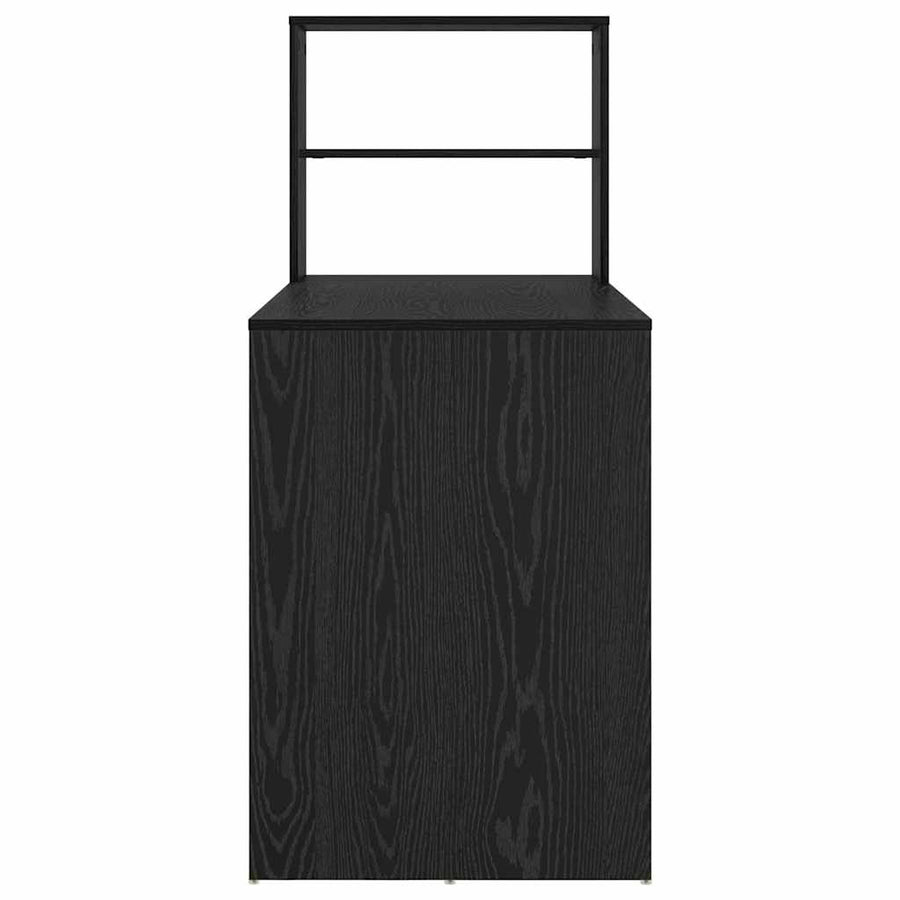 Bureau met plank Zwart Eiken 113 x 54 x 120 cm Bewerkt hout