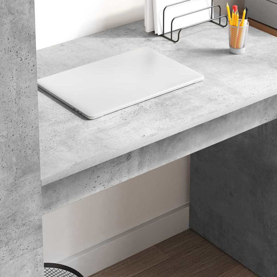 Bureau met plank Beton Grijs 113 x 54 x 120 cm Bewerkt hout