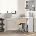 Desk with shelf with storage White 142 x 102 x 73 cm Engineered wood