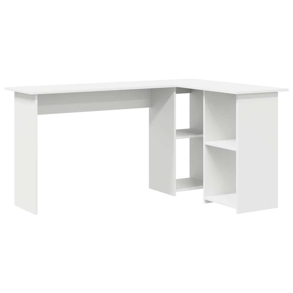 Bureau met plank met opslag Wit 142 x 102 x 73 cm Bewerkt hout