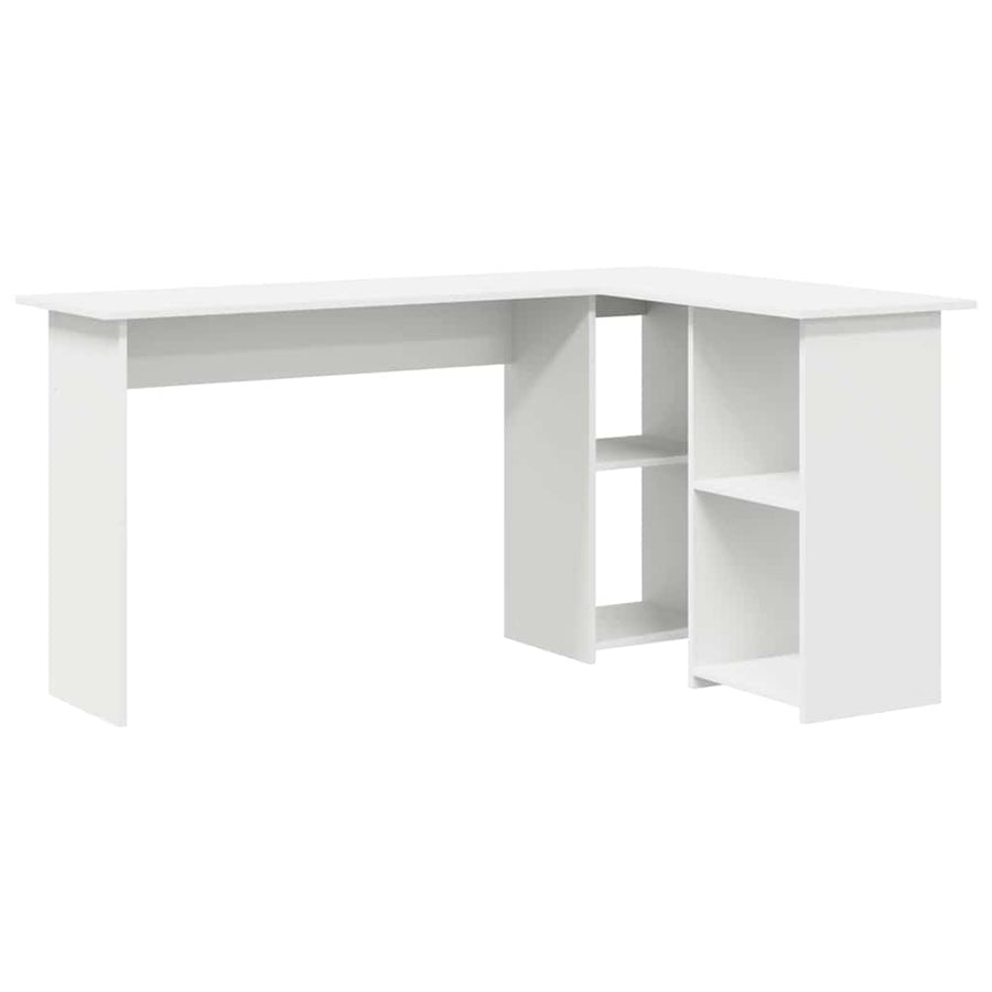 Bureau met plank met opslag Wit 142 x 102 x 73 cm Bewerkt hout