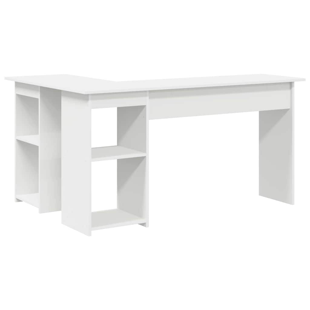 Bureau met plank met opslag Wit 142 x 102 x 73 cm Bewerkt hout