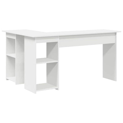 Bureau met plank met opslag Wit 142 x 102 x 73 cm Bewerkt hout