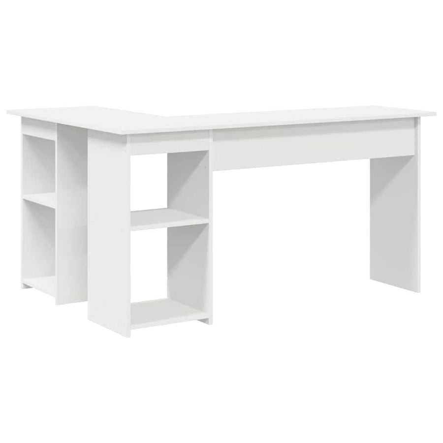 Bureau met plank met opslag Wit 142 x 102 x 73 cm Bewerkt hout
