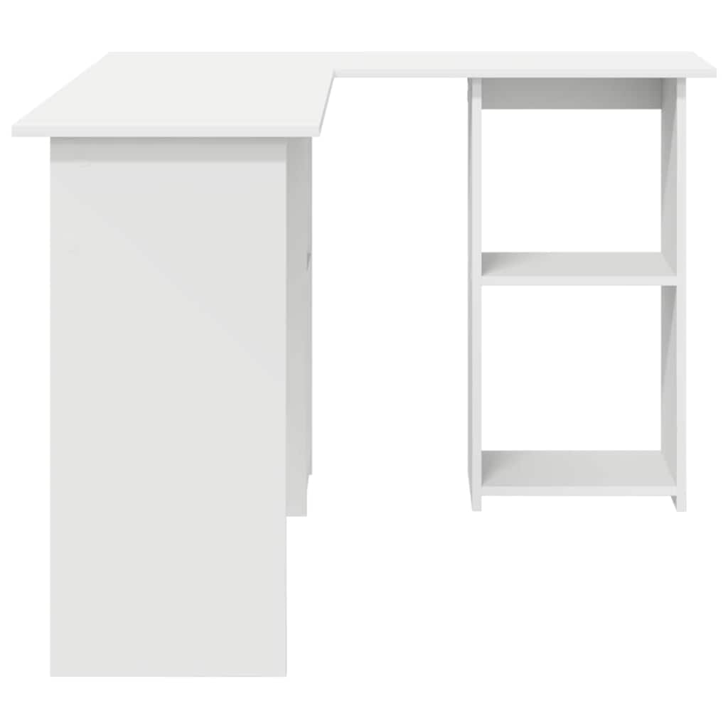 Bureau met plank met opslag Wit 142 x 102 x 73 cm Bewerkt hout