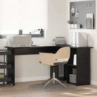 Desk with Shelf Black Oak 142 x 102 x 73 cm Engineered Wood