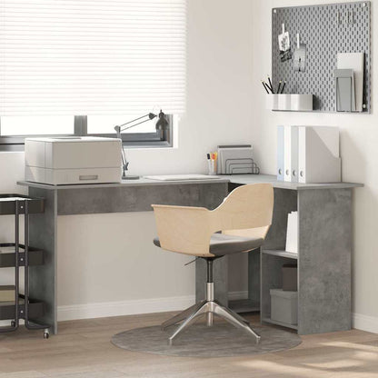 Bureau met plank Beton Grijs 142 x 102 x 73 cm Bewerkt hout