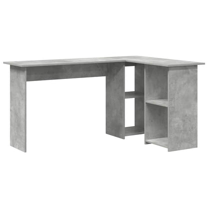 Bureau met plank Beton Grijs 142 x 102 x 73 cm Bewerkt hout