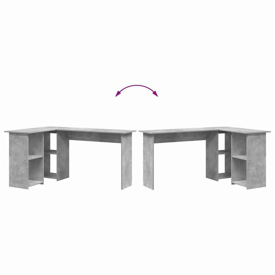 Bureau met plank Beton Grijs 142 x 102 x 73 cm Bewerkt hout