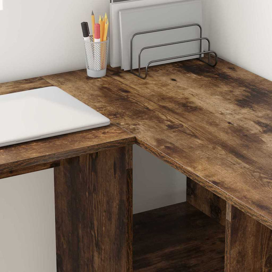 Bureau met plank Gerookt eiken 142 x 102 x 73 cm Bewerkt hout