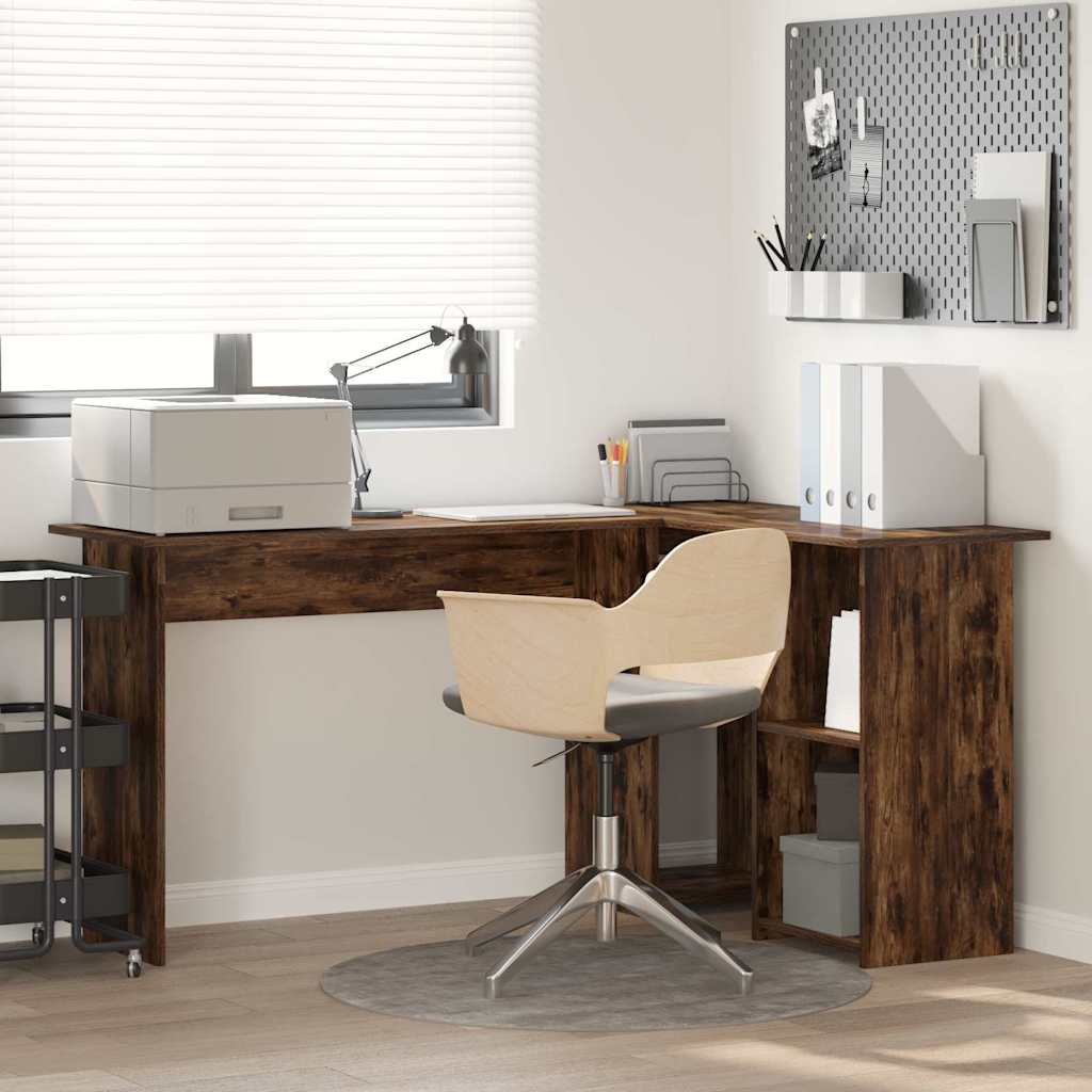 Bureau met plank Gerookt eiken 142 x 102 x 73 cm Bewerkt hout