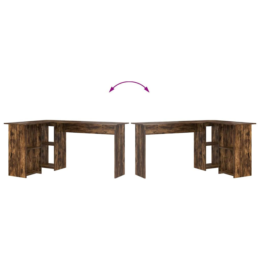 Bureau met plank Gerookt eiken 142 x 102 x 73 cm Bewerkt hout