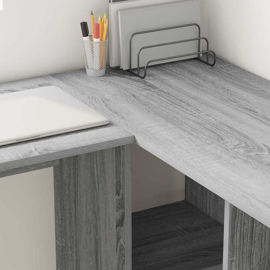 Bureau met plank Grijs Sonoma 142 x 102 x 73 cm Bewerkt hout