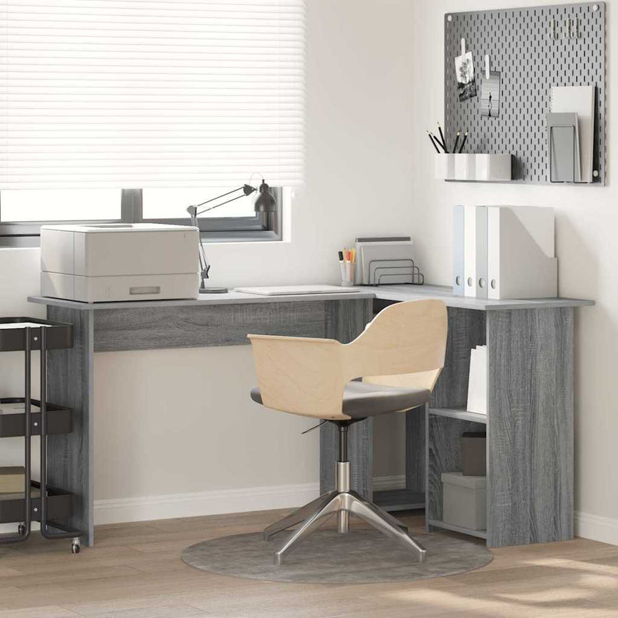 Bureau met plank Grijs Sonoma 142 x 102 x 73 cm Bewerkt hout