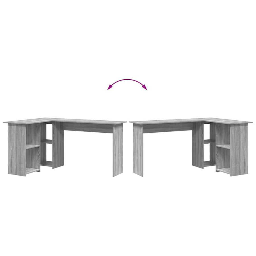 Bureau met plank Grijs Sonoma 142 x 102 x 73 cm Bewerkt hout