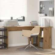 Bureau hoek 142x102x73 cm bewerkt hout artisan eiken